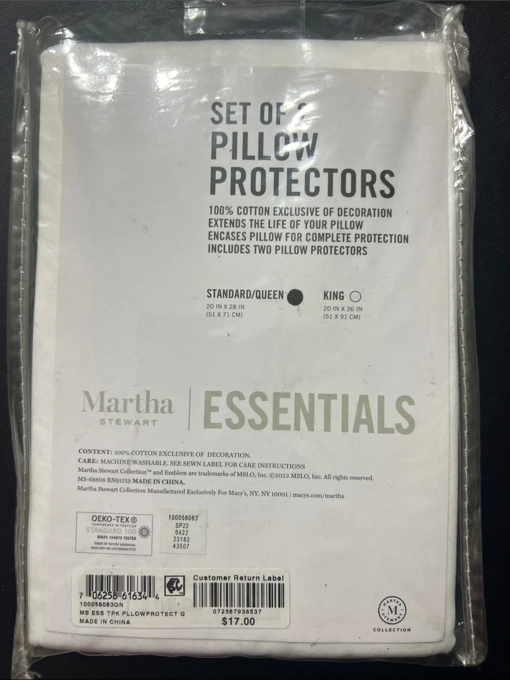 Martha Stewart White Pillow Protectors Set of 2